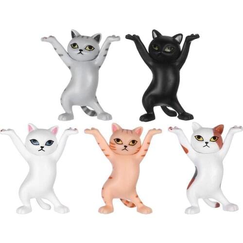 1Pcs Japanese Cartoon Cat Pen Holder Kids Toy Birthday Gift Weightlifting Dancing Cat Pen Holders Home Decoration Figurines 2021