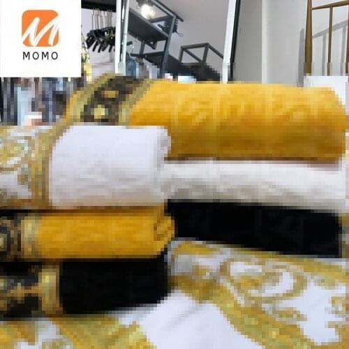 European Luxury Pure Cotton Thickened Court Royal Printed Bath Towel Bath Beauty Salon Three-Piece Top Grade