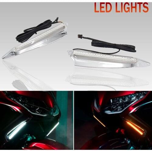 Chrome or Black For HONDA Gold Wing 1800 GL1800 F6B 2018 2019 2020 2021 Motorcycle Front Lighted Vent Trim LED Turn Signal Kit