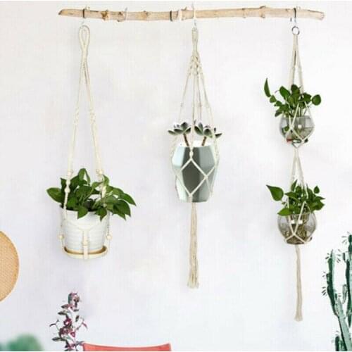 105/140cm Planter Flower Pot Hanging Rope Basket with Hook For Indoor Macrame Plant Hanger Courtyard Hanging Basket Garden Decor