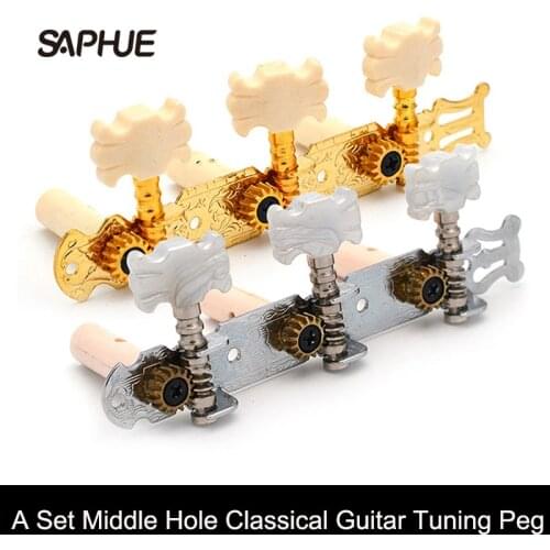 Classical Guitar Tuning Peg 3R3L with Plastic Legs Middle Hole Guitar Machine Head Tuner Gold/Chrome