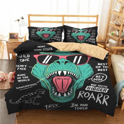 Dinosaur Duvet Cover Set Pillowcase 3D Bedding Set Cartoon Bedding Set Twin Full Queen King Comforter Set Bed Set Dropshipping