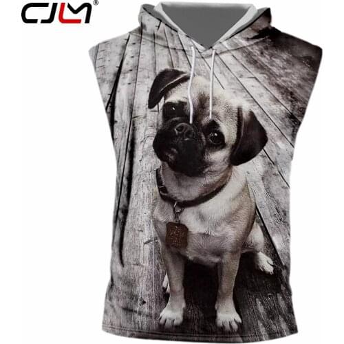 CJLM Man Large Size Cheapest Animal Hooded Tank Top 3D Full Printed Gray Dog TankTop Mens Loose Spandex Vest Direct Selling