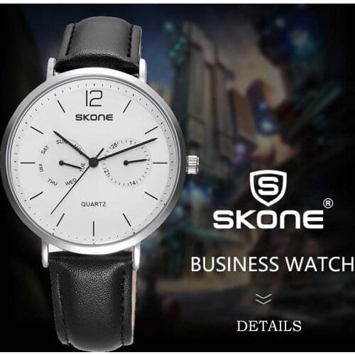 SKONE 2017 Pirate Series Multi-Functional Fashion Men Watch 5 Hands 24 Hours Casual Genuine Leather Watch Men reloje masculino