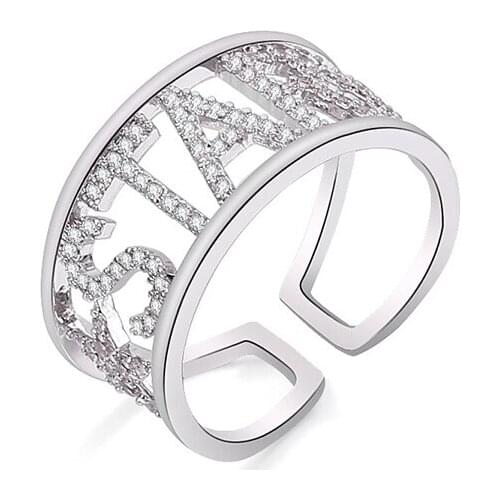 Fashion Silver Color Finger Ring For Women Star Letters Zircon Adjustable Rings Engagement Wedding Jewelry 2020 New Elegant Gift