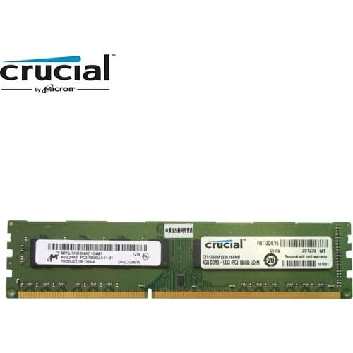 Crucial DDR3 4G 1333MHZ 1.5V CL9 PC3-10600U 240pin 8G=2PCSX4G Desktop Memory RAM