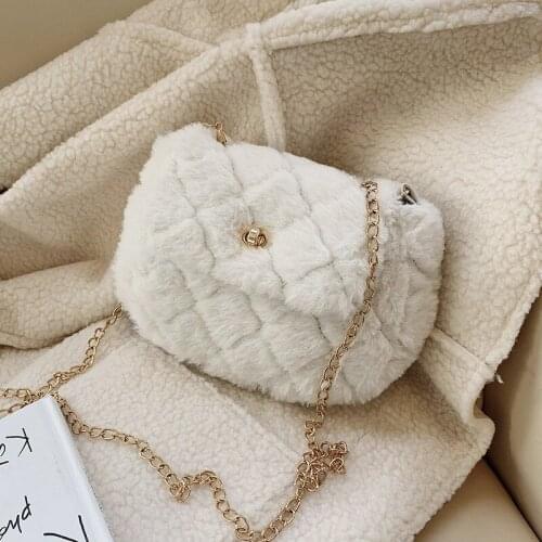 Autumn Winter Women Shoulder Bag Small Flap Crossbody Bags for Female Plush Soft Fashion Solid Color Ladies Bag New Arrivals