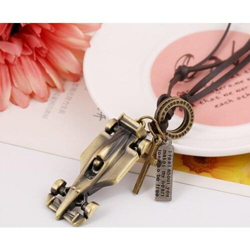 Rock Punk Genuine Leather Chain Fashion Men & Women Racing Car Pendant Necklace Wolf claws Cool wholesale Free Shipping LKN0149