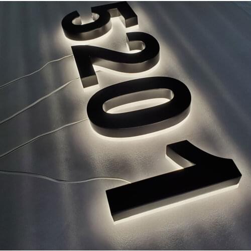 Personalized stainless steel door numbers led sign letter warm light