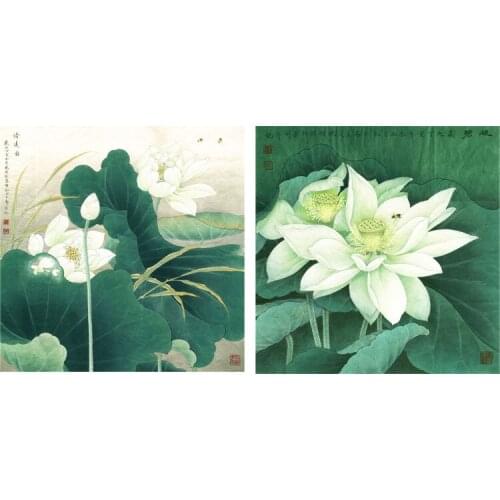 Scenery painting pastoral traditional Chinese style Gongbi painting lotus flowers animals masterpiece reproduction mural prints