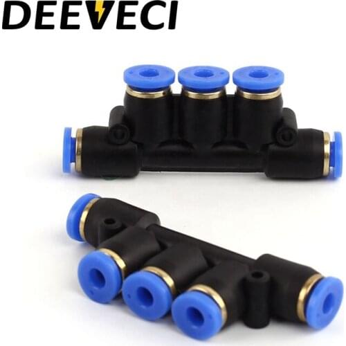 PK Series push in connect triple branch union plastic air hose pu tube connector manifold union pneumatic 5 way fitting