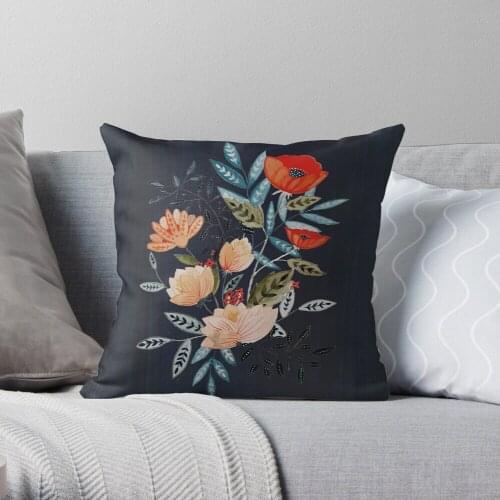 Midnight Bouquet Throw Pillow Cushion Cover Polyester throw pillows case on sofa home living room car seat decor 45x45cm