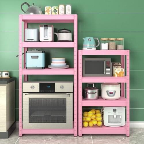 Pink kitchen shelf microwave oven oven shelf household storage shelf kitchen supplies storage and finishing shelf