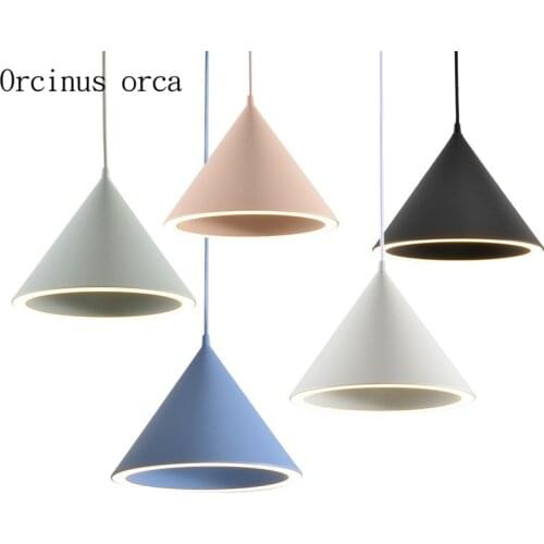Nordic modern minimalist iron chandelier living room bar bedroom color creativity personality single triangle chandelier