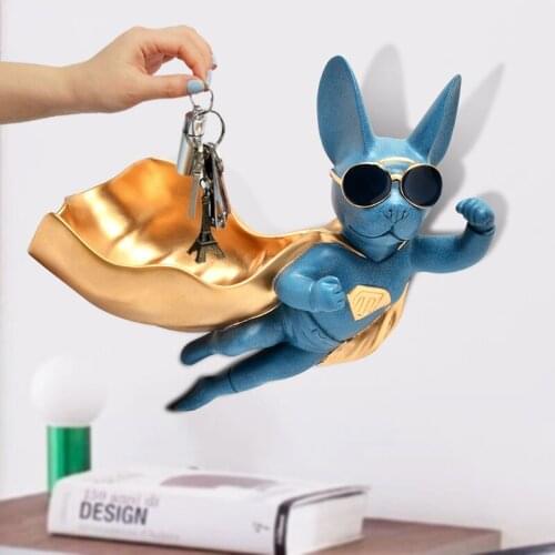 SUPER DOG STORAGE BOX STATUE ANIMALS DOG FIGURINE SCULPTURE RESIN ART&CRAFT CANDY DISH KEY STORAGE HOME DECORATION R890