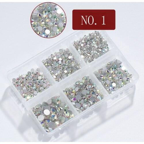 Swarovsky 6 Grids/ Set Of AB Crystal Rhinestone Diamond Gem 3D Glitter Nail Art Decoration Deauty flat back shiny Stones