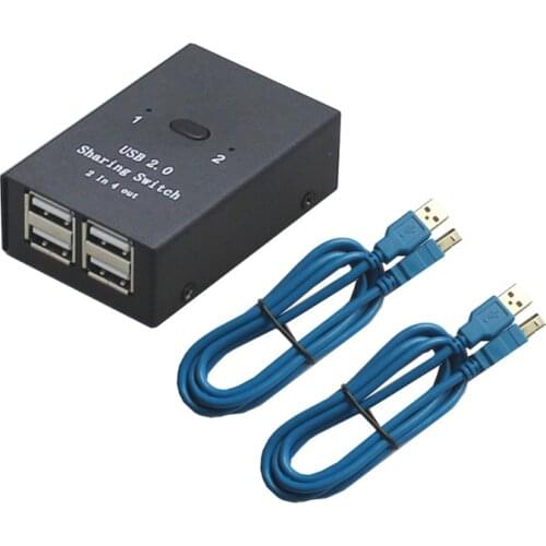 USB 2.0 Switch Sharing Box Manual 2 in 4 out Keyboard and mouse sharing switch Printer sharing for Computer With cables