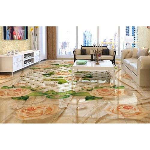 Custom vinyl flooring bathroom mural Marble pattern Europe 3d pvc flooring waterproof murals wallpaper vinyl flooring adhesives