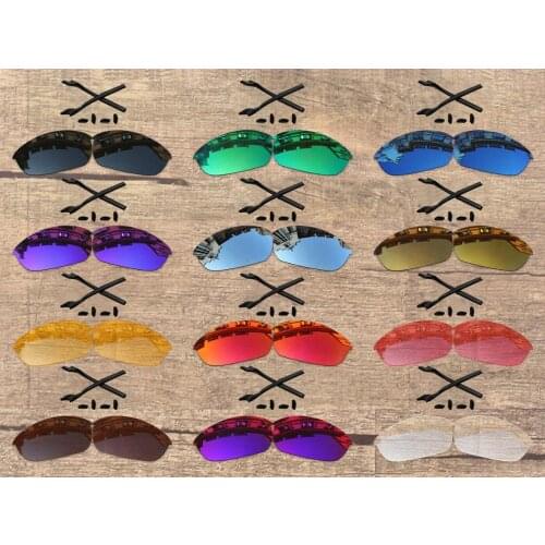 Vonxyz 20+ Color Choices Polarized Replacement Lenses & Nose Pads Ear Socks Rubber Kit for-Oakley Half Jacket 2.0 OO9144 Frame