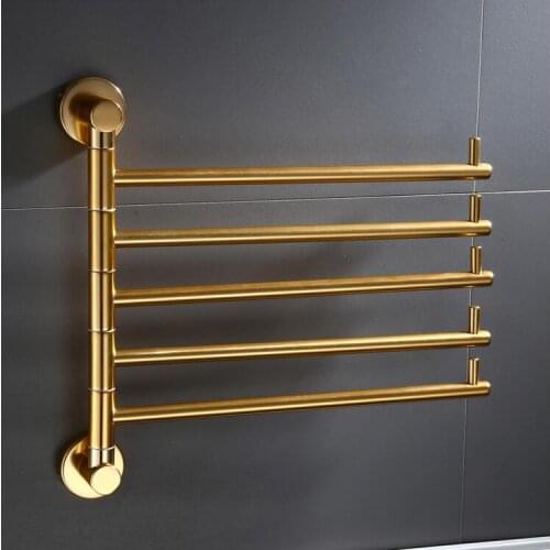 2019 rotatable towel bathroom towel rack gold color kitchen wall-mounted folding movable towel bar