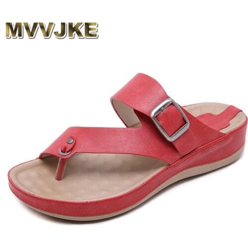 MVVJKE women leather designer chinese 2019 wide fit shoes ladies big size plus sandals beach slides black slippers