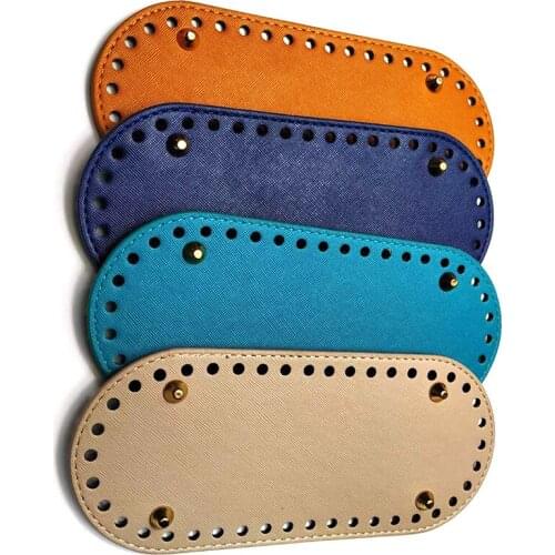 Fashion 1Pc Oval Long Bottom for Knitting Bag PU Leather 42 Holes Handmade DIY Handbag Bottom Replacement Bag Accessories