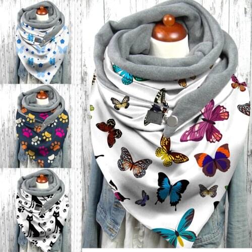 Women Butterfly Printing Scarf Fashion Retro Female Scarves Students Ladias Multi-Purpose Shawl Headband Harajuku
