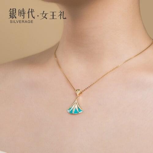 SA SILVERAGE Mermaid Tail Necklace Blue Skirt Necklace Pendant Female 925 Sterling Silver Chain Zircon Necklace Female 2019