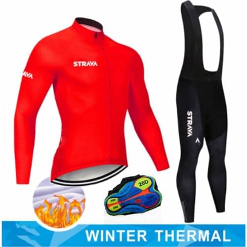 STRAVA Winter Thermal Long Sleeve Cycling Set Keep Warm MTB Bicycle Cycling Clothing Keep Warm Mountain Cycling Clothes Suits