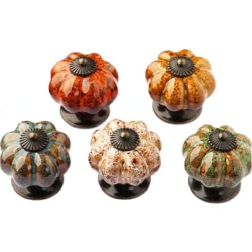 1pcs Pumpkin Knobs Ceramic Knobs Dresser Knob Drawer / Cabinet Handle Pulls / Colorful Kitchen Cupboard Knob Furniture Hardware