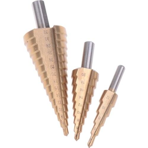 1pcs HSS Spiral Grooved Center Drill Bit Pagoda Shape Hole Cutter 4-12mm Carbide Titanium Step Cone Drill Bit Set