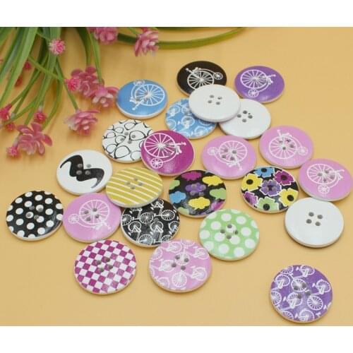 10PCS bulk Mix Random handmade Wood Button Sewing round Printed Buttons clothing 30mm coat Buttons Accessories