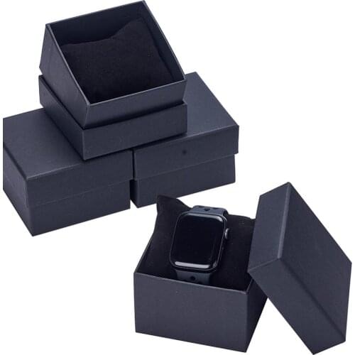 10pcs Rectangle Cardboard Jewelry Boxes Watch Gift Box with Sponge Pad Inside 89x81x54mm