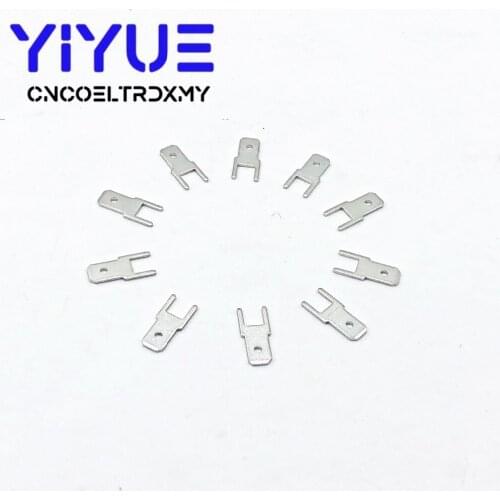 100Pcs 4.8 Inserts Plug male Terminal 250 PCB Solder lug thickness 0.8 two legs ,PCB welding sheet