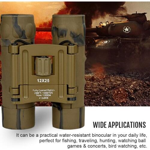 12×25 Binoculars Daily Waterproof Camouflage Telescope BAK4 High Magnification High Definition High Resolution for Outdoor