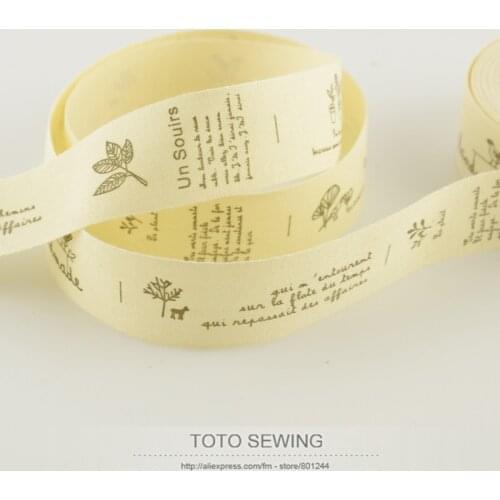 2.5CM mini.order is $5 (mix order) TOTO SEWING accessory flower plant label Zakka cotton ribbons width sawing tape free shipping