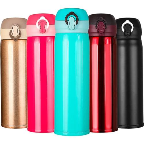 304 Vacuum Bouncing Cover Thermos Cup Outdoor Stainless Steel Insulation Water Bottles Business Gift Cup Vacuum Flask