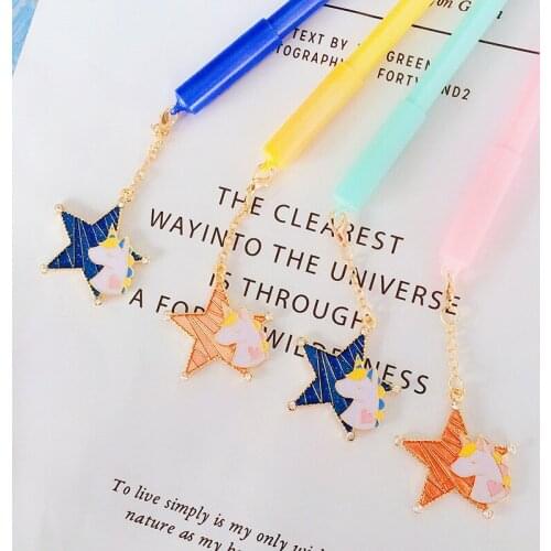 36PCS Unicorn Cute Creative Pendant Gel Pen Red Girl Stationery Five-Pointed Star Pen Student Kawaii School Supplies