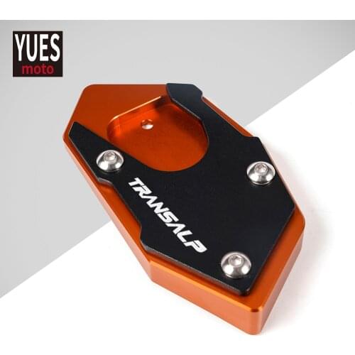 Motorcycle Accessorie For TRANSALP 600 650 700 XLV CNC Aluminum Kickstand Foot Side Stand Extension Pad Support Plate