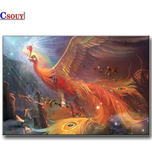 Animal 5D DIY Diamond Painting Phoenix Diamond Mosaic Drawing Full Square Round Drill Diamond Embroidery Cross Stitch Home Decor