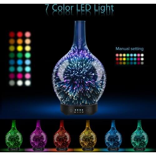 Aromatherapy Essential Oil Diffuser 3D Glass Vase Aroma Diffuser Changing and Waterless Auto Shut-off Cool Mist Humidifier