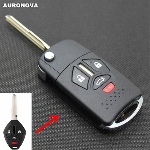 AURONOVA New 3+1Buttons Modified Flip Folding Key Shell for Mitsubishi Galant Eclipse Lancer MIT11R Remote Car Key Case Shell