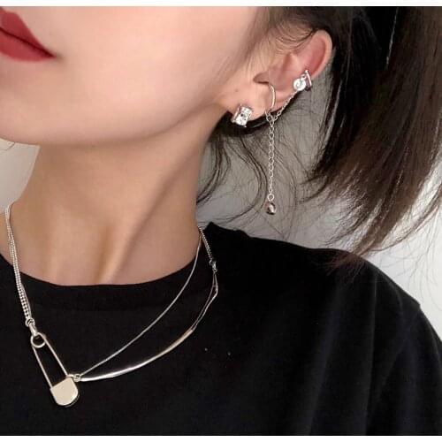 Pin Pendant Necklace Women And Men Ins Popular Copper Material Silver Color Necklace