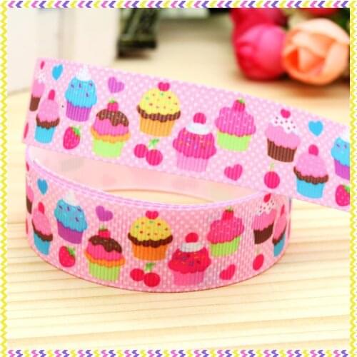 DHK 7/8'' 5yards cupcake printed grosgrain ribbon headwear hair bow diy party decoration OEM Wholesale 22mm E699
