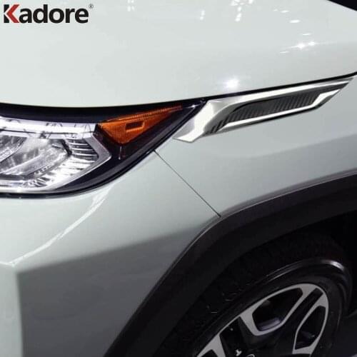 For Toyota RAV4 RAV 4 2019 2020 2021 ABS Chrome Front Head Light Lamp Eyebrow Cover Trim Headlight Eyelid Strip Car Styling 2pcs