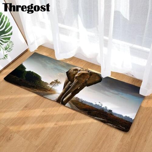 3D Animal Printed Flannel Floor Mats Long Kitchen Mat Anti-Slip Bedroom Living Room Rugs Welcome Doormat Home Decor Rug