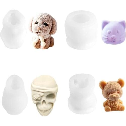 1Pcs 3D Animal Silicone Mold Skull Ice Mould Dog Cat Resin Casting Molds for DIY Epoxy Resin Crafts Decorations Home Ornaments