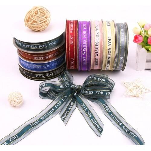 5m Polyester Printed Just For You Satin Ribbon Best Wishes For You Ribbons Handmade Gift Package Anniversary Wedding Party Decor