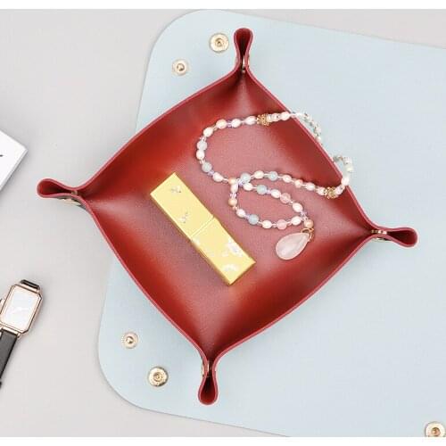Nordic desktop Cosmetics Lipstick leather sundries sorting storage tray living room porch key leather storage box