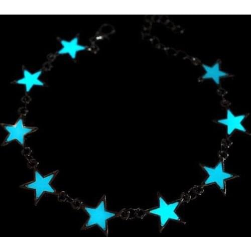 New Trendy Luminous Anklet Bracelet Jewelry Beach Wind Blue Five Pointed Star Fringed Anklets For Women Foot Jewelry Wholesale